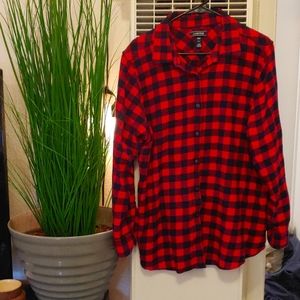 Land's End 18W pink and black plaid flannel